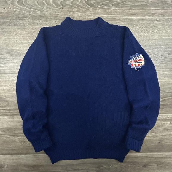 National Cheerleaders Association Sweater Womens Large Navy Knit Patch Pullover - Picture 1 of 5